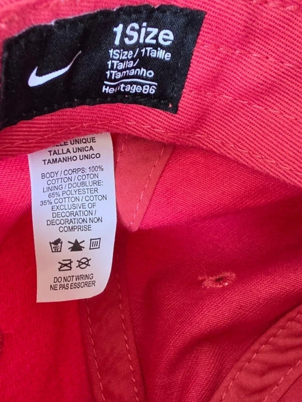 Nike Heritage86 Pink Red Cotton Strapback Hat Cap One Size Embroidered Swoosh
